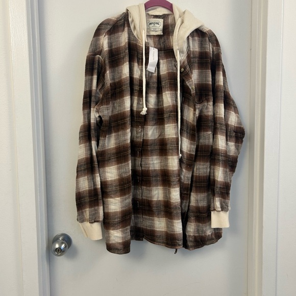 American Eagle Outfitters Brown Plaid Hoodie - Picture 2 of 5